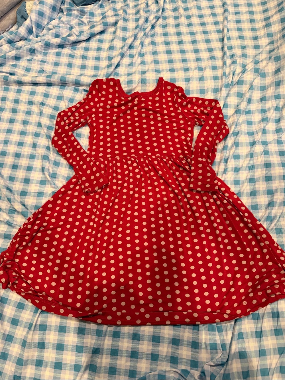 Kickee Pants Red and White Polka Dot Long-Sleeve Dress